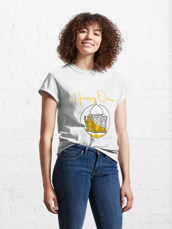 Happy Onam Indian Festival Yellow Taj Mahal Souvenir Gift idea for India Lovers Classic T-Shirt