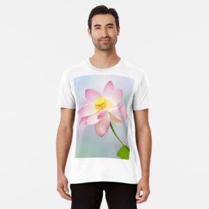 Two Pink Lotus Flowers In Full Bloom. Dear To Mahalakshmi, Goddess Of Abundance. Premium T-Shirt