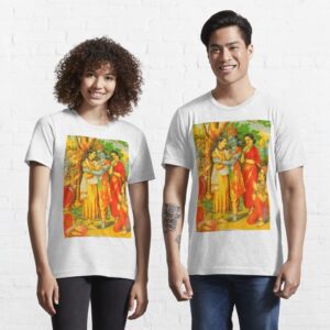 Bharata welcoming Rama, Sita, Lakshmana and Hanuman to Ayodhya (Raja Ravi Varma) – Yoga and Meditation – Classic Hipster – Vintage Art of India Essential T-Shirt