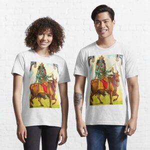 The inauspicious Shanidev, or Saturn, also has a bull for his vehicle (Ravi Varma Press) – Yoga and Meditation – Classic Hipster – Vintage Art of India Essential T-Shirt